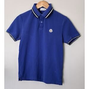 Moncler Maglia Polo Manica Corta Blue Shirt Luxury Size S Cotton Short Sleeves
